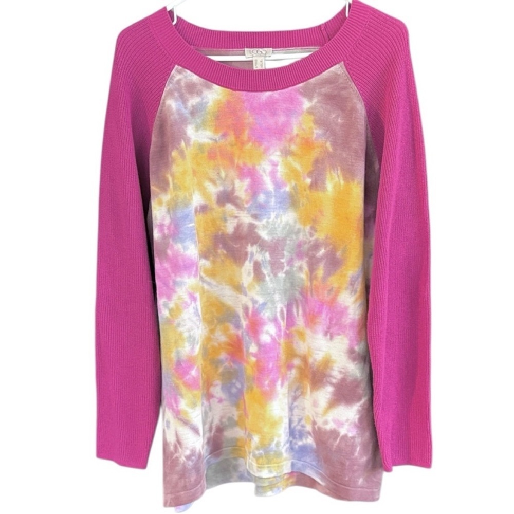 EUC LOGO Lori Goldstein Hand Tie-Dyed Sweater Size Large